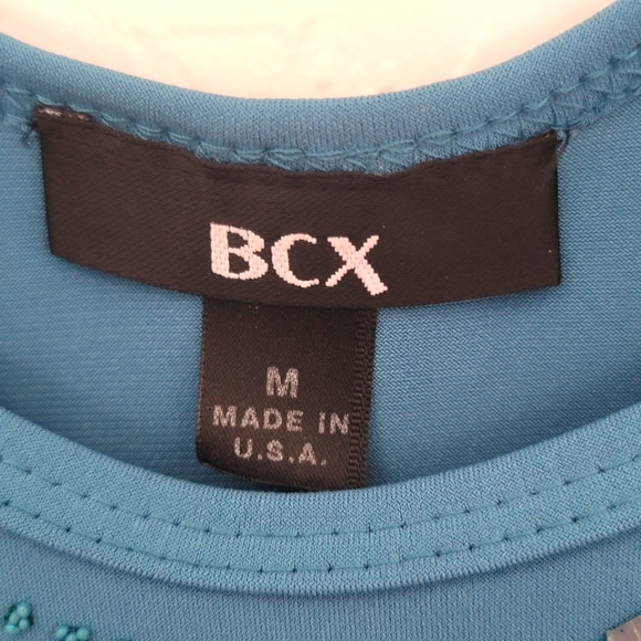 Vintage Y2K BCX Turquoise Beaded Stretch Tank Top - Picture 4 of 5